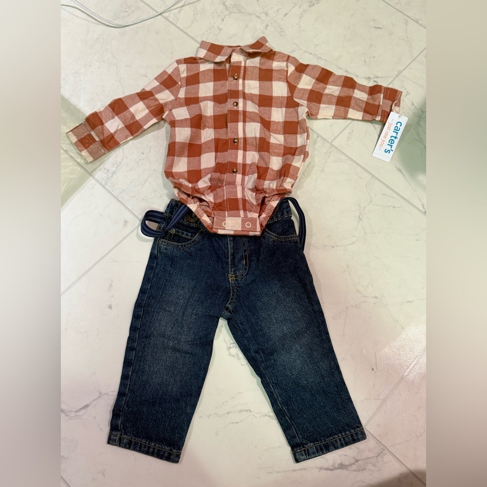 Carter's Plaid Shirt  & jeans NEW